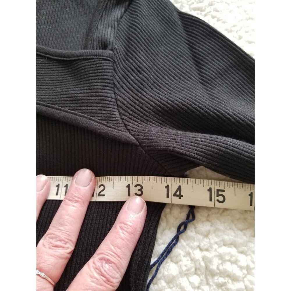 Citizens of Humanity Iris Long Sleeve Cut-Off/Out Rib Knit BLACK Top Women's S - Picture 12 of 16